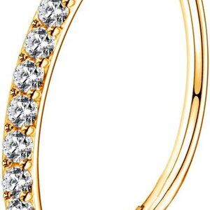 Elegant Gold Plated CZ Segment Hoop - Hypoallergenic 20G Cartilage Earring